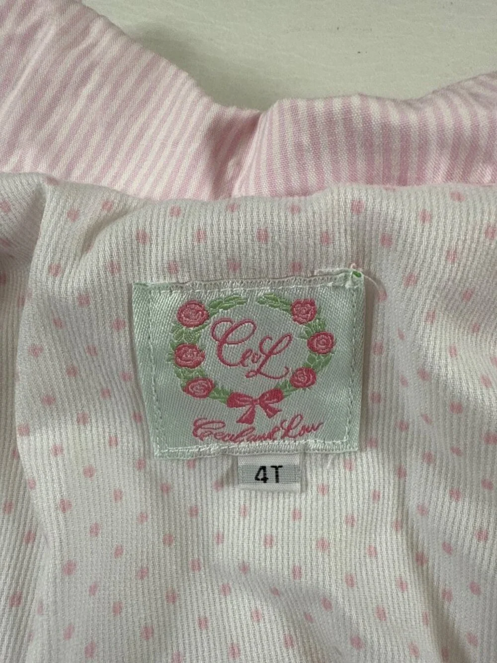Cecil and Lou Pink Quilted Toddler Jacket Monogram MEM Ruffle Collar (PP756)